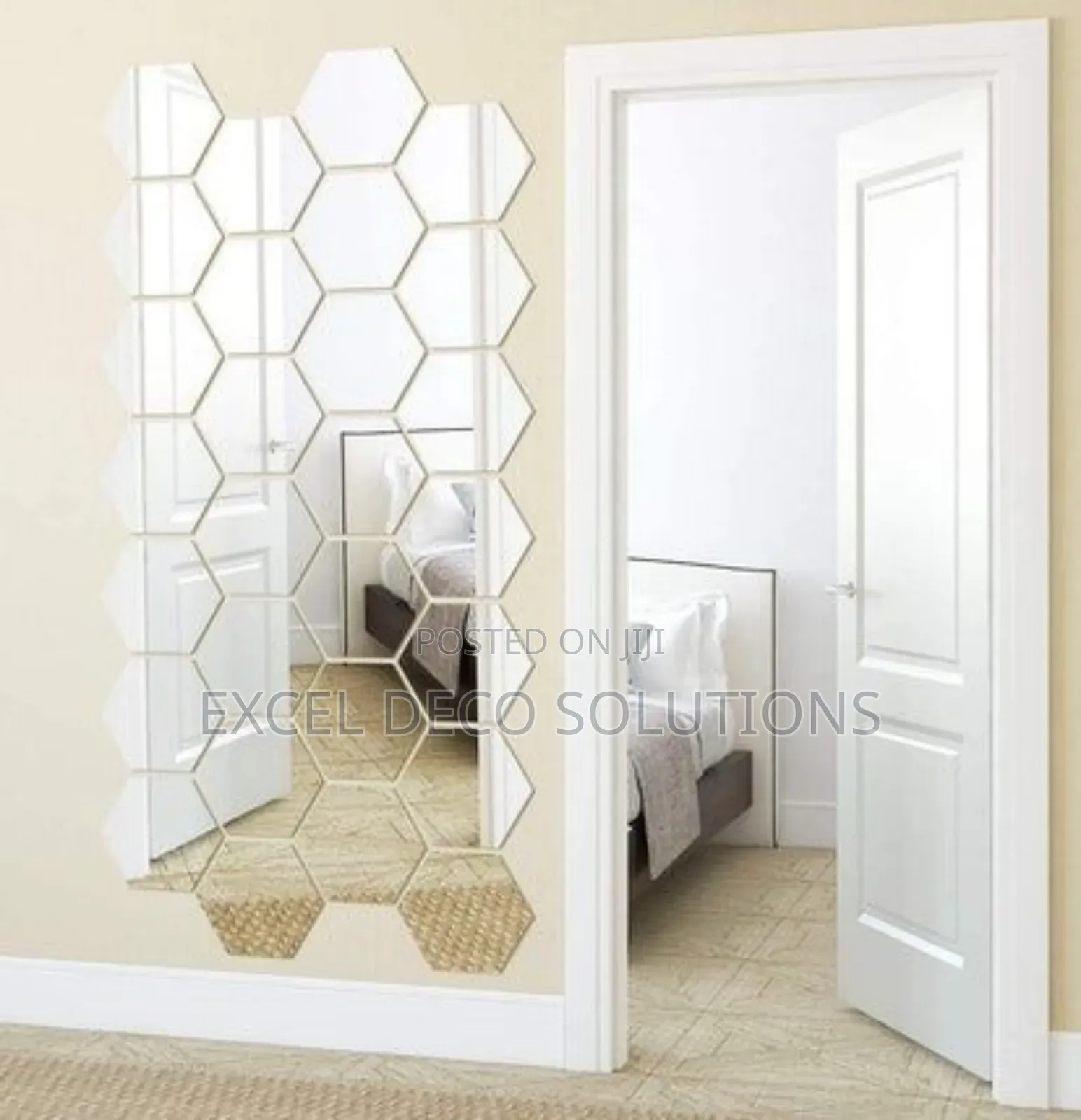 "Modern Honeycomb Mirror"