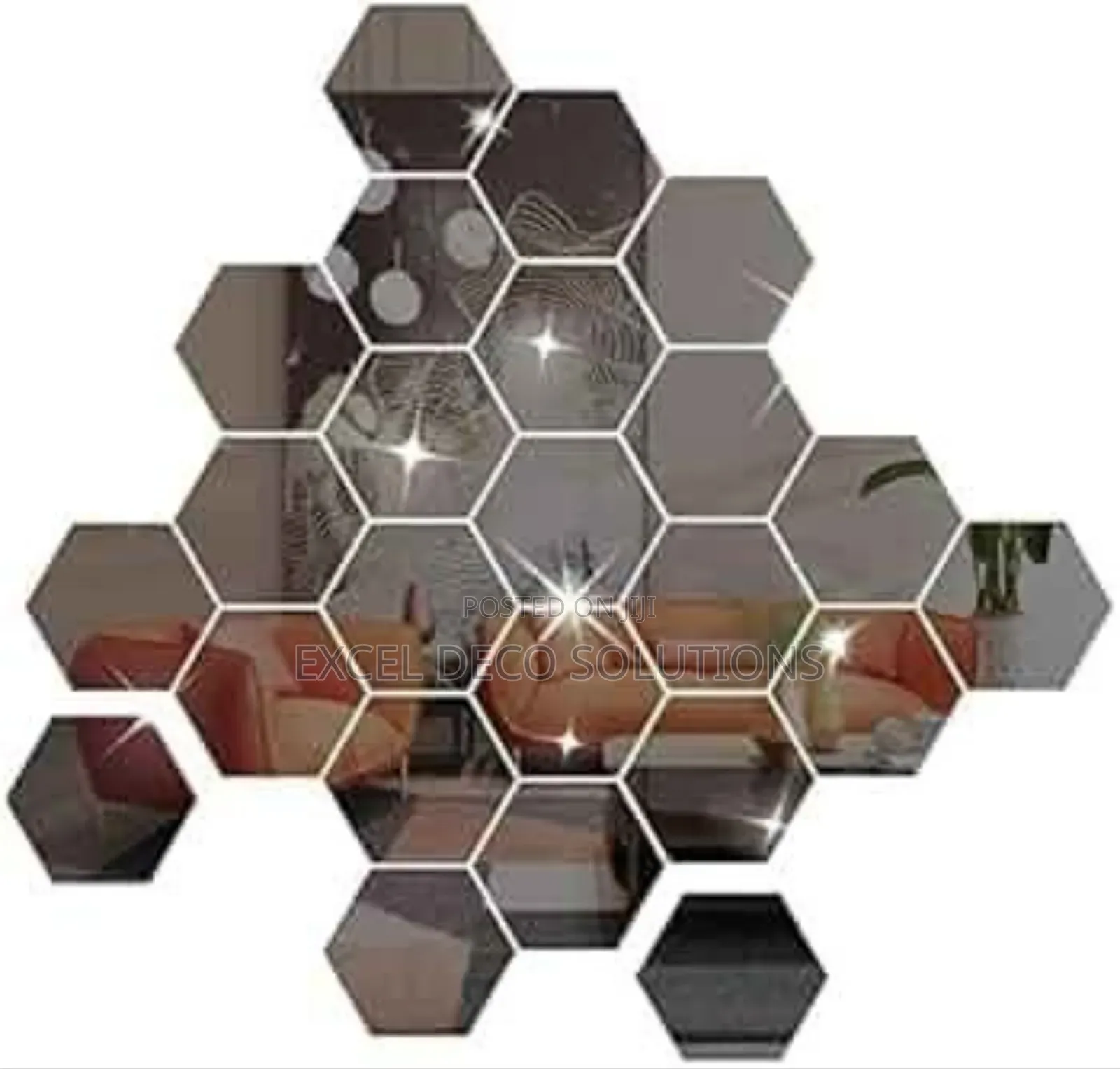 "Floating Frame Hex Mirror"