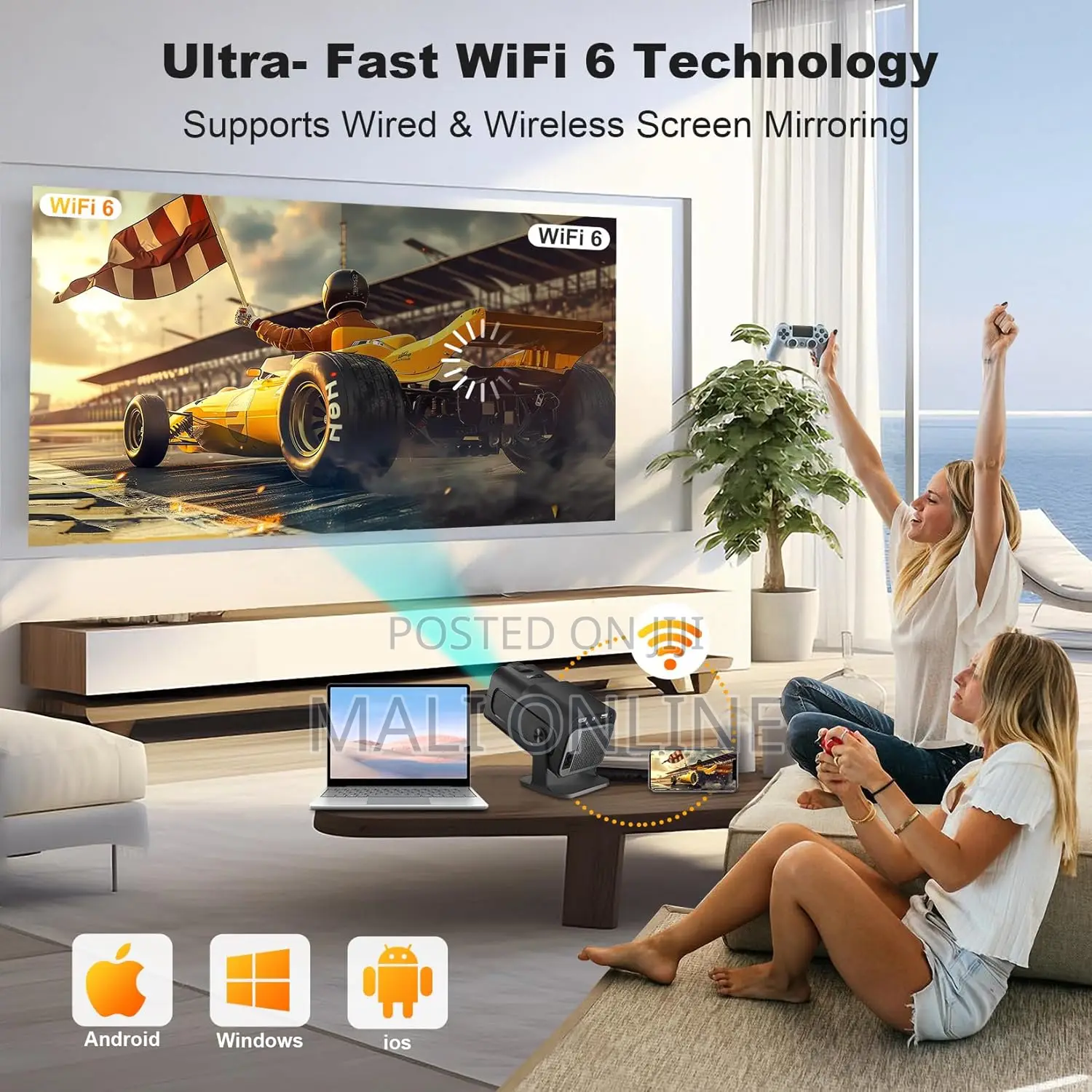 Hy320 Mini Android Smart Projector 4k Support Android 11