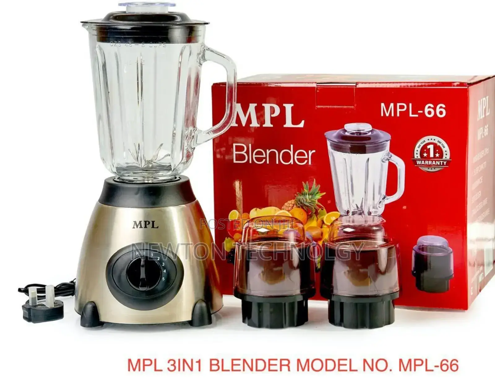 Primdale 3 in 1 Stainless Steel Glass Jar Blender
