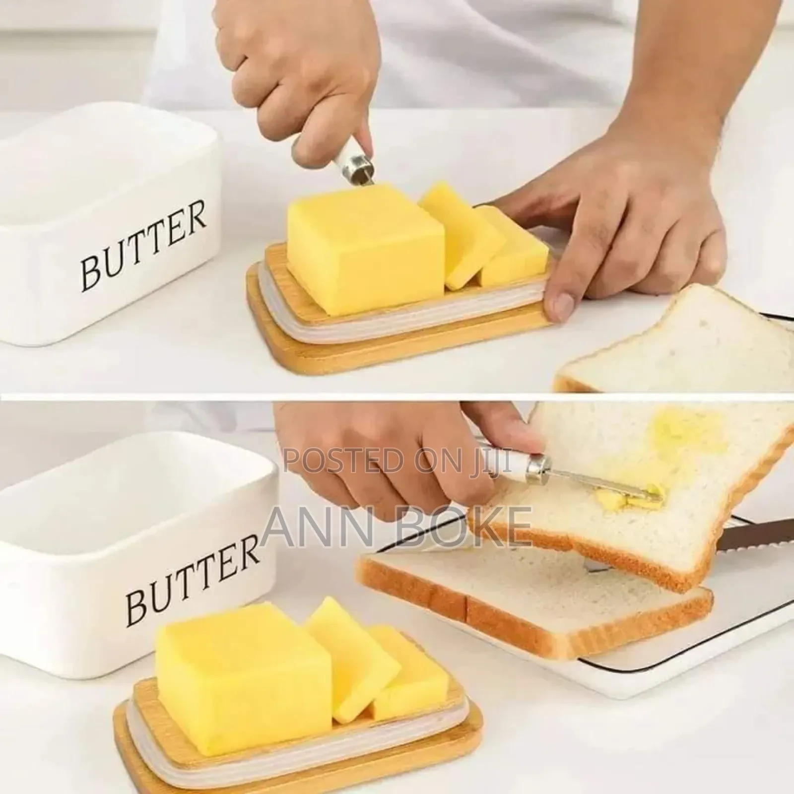Ceramic Container, Airtight Bamboo Cover + Spread Knife*