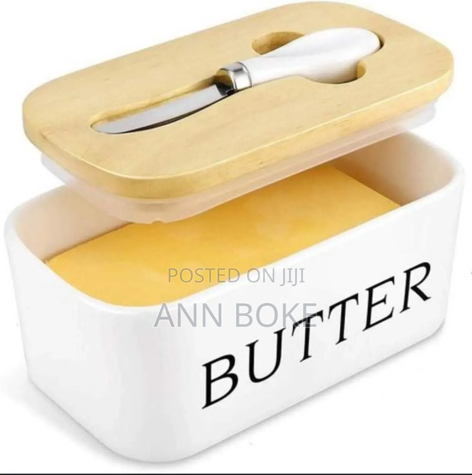 Ceramic Container, Airtight Bamboo Cover + Spread Knife*