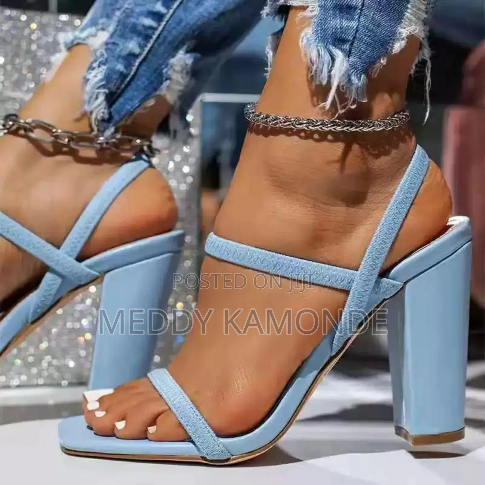 Skyblue Chunky Heel