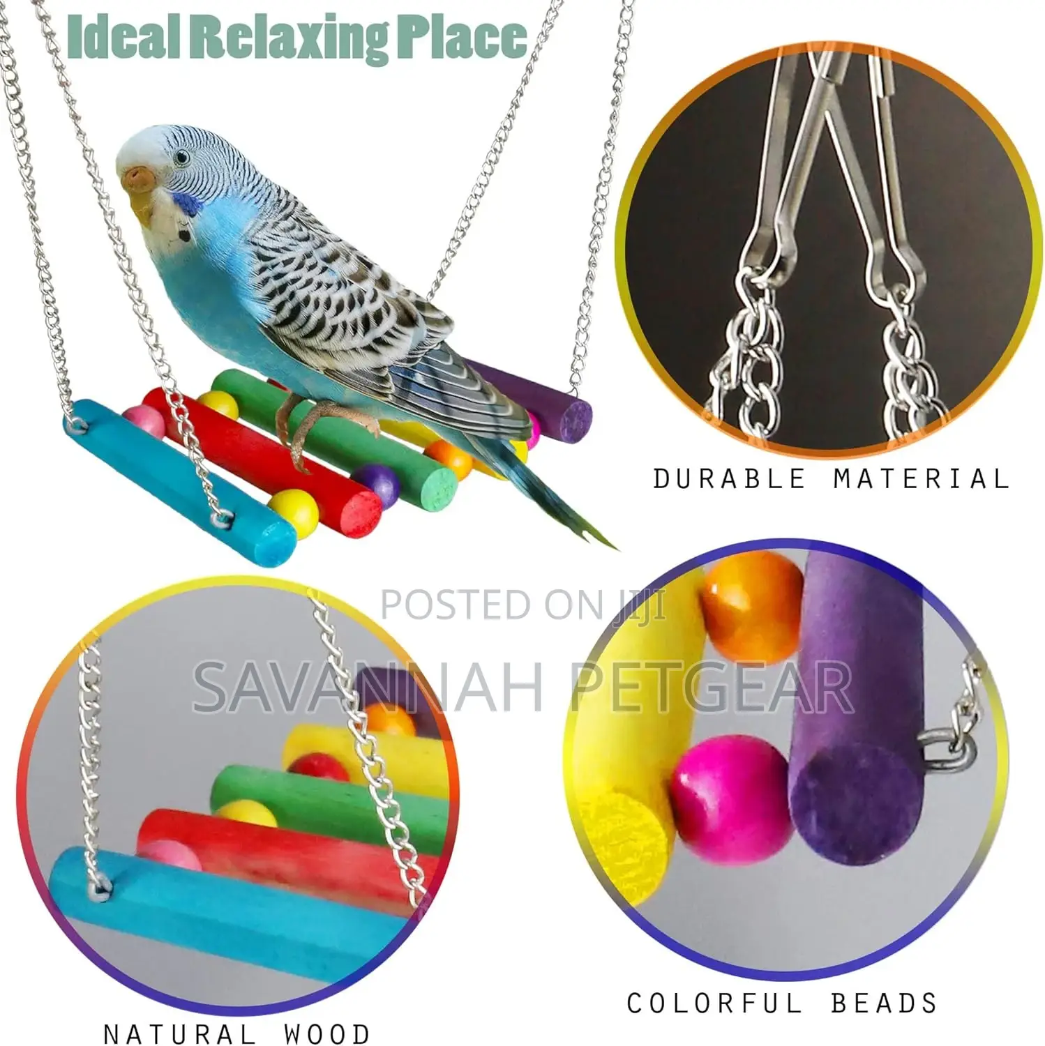 Bird Parakeet Cockatiel Toys, 12 PCS Pet Bird Cage Swing