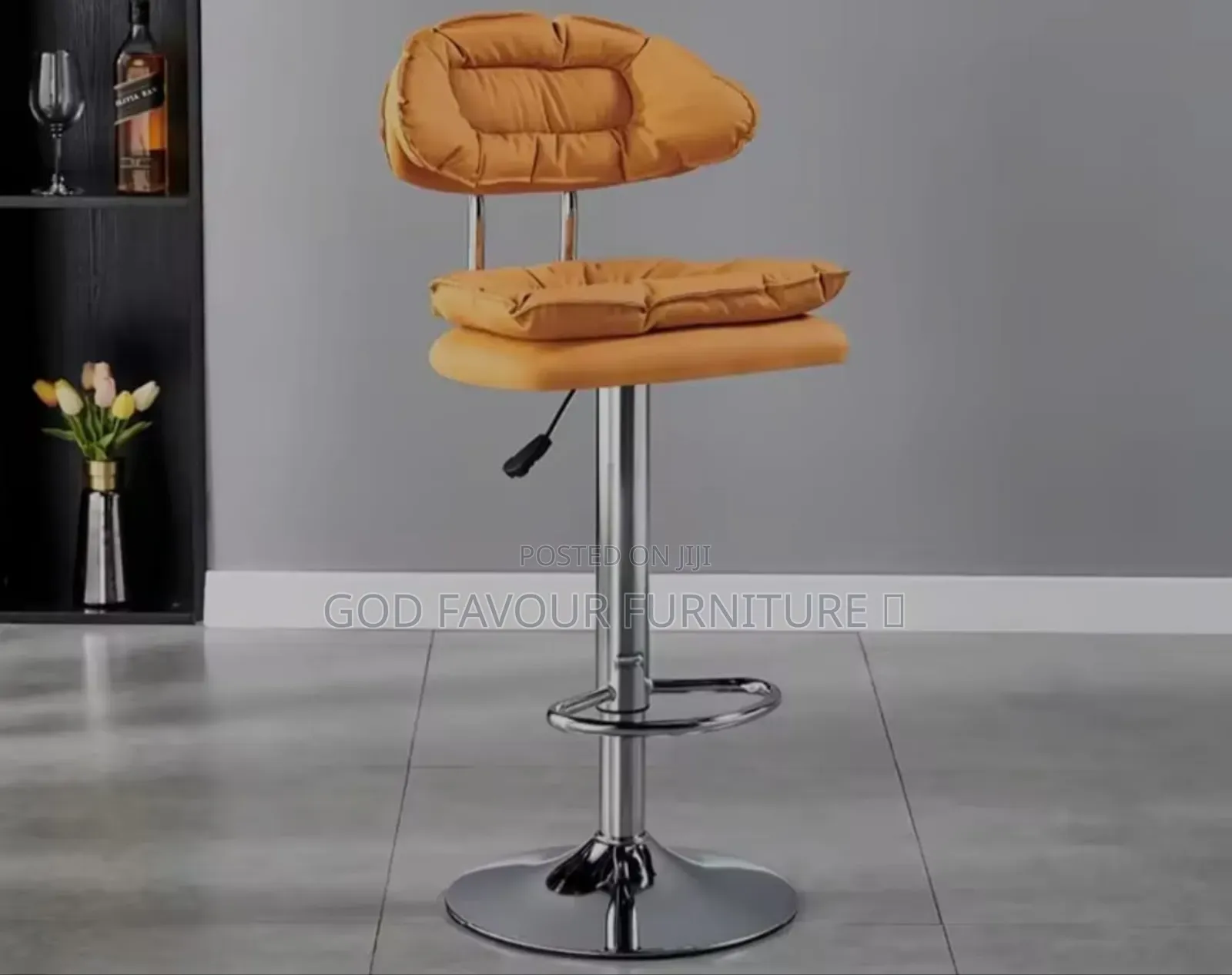 Orange Quality Padded Counter Bar Stool With Metal Base Aw8