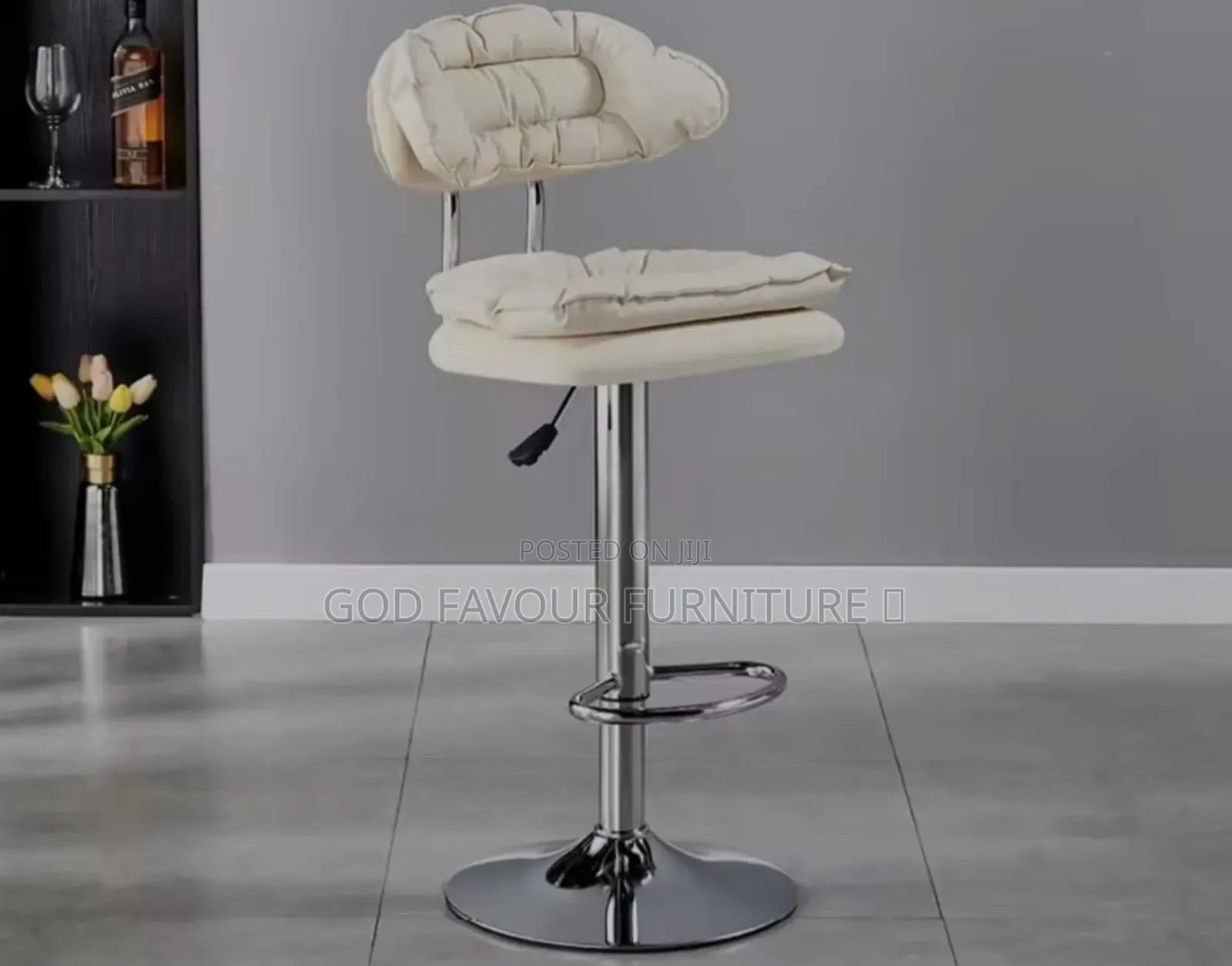 White Padded Counter Bar Stool With Metal Base Gh6tf