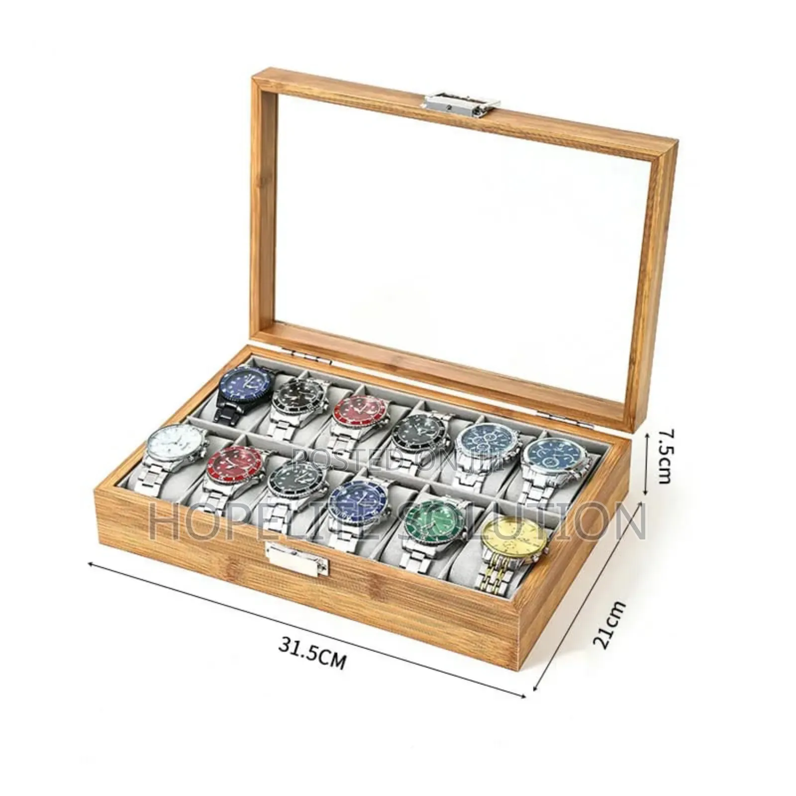 12 Slot Wooden Watch Organizer