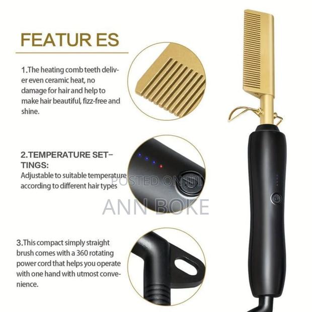 *New Arrival,* 
*Gold Electric Heat Comb - thumbnail 5