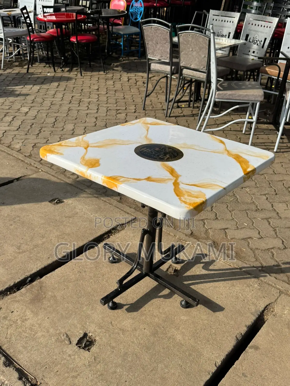 White Marble Restaurant And Bar Square Table