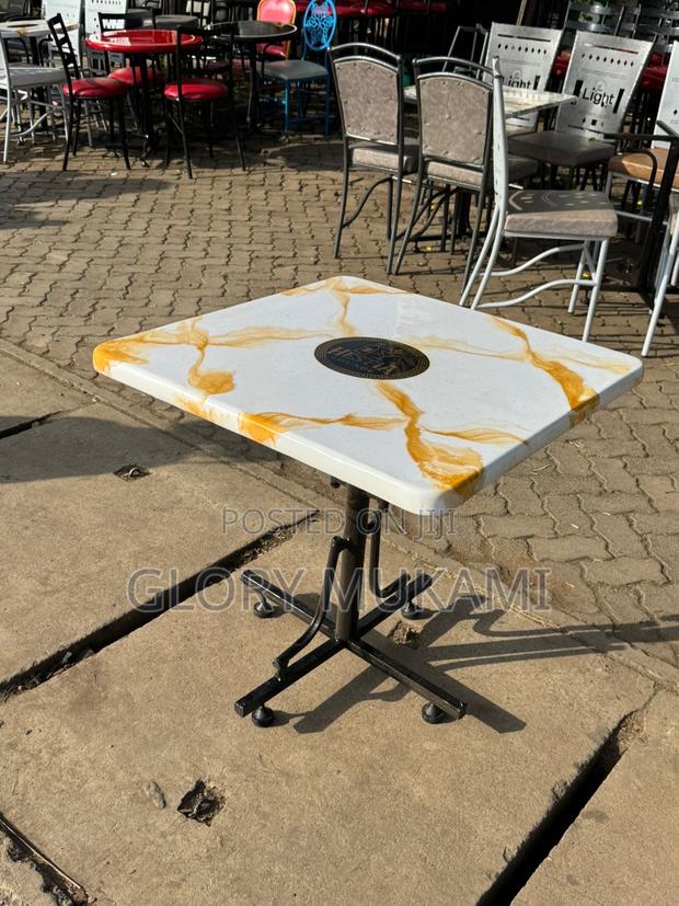 White Marble Restaurant And Bar Square Table - main view