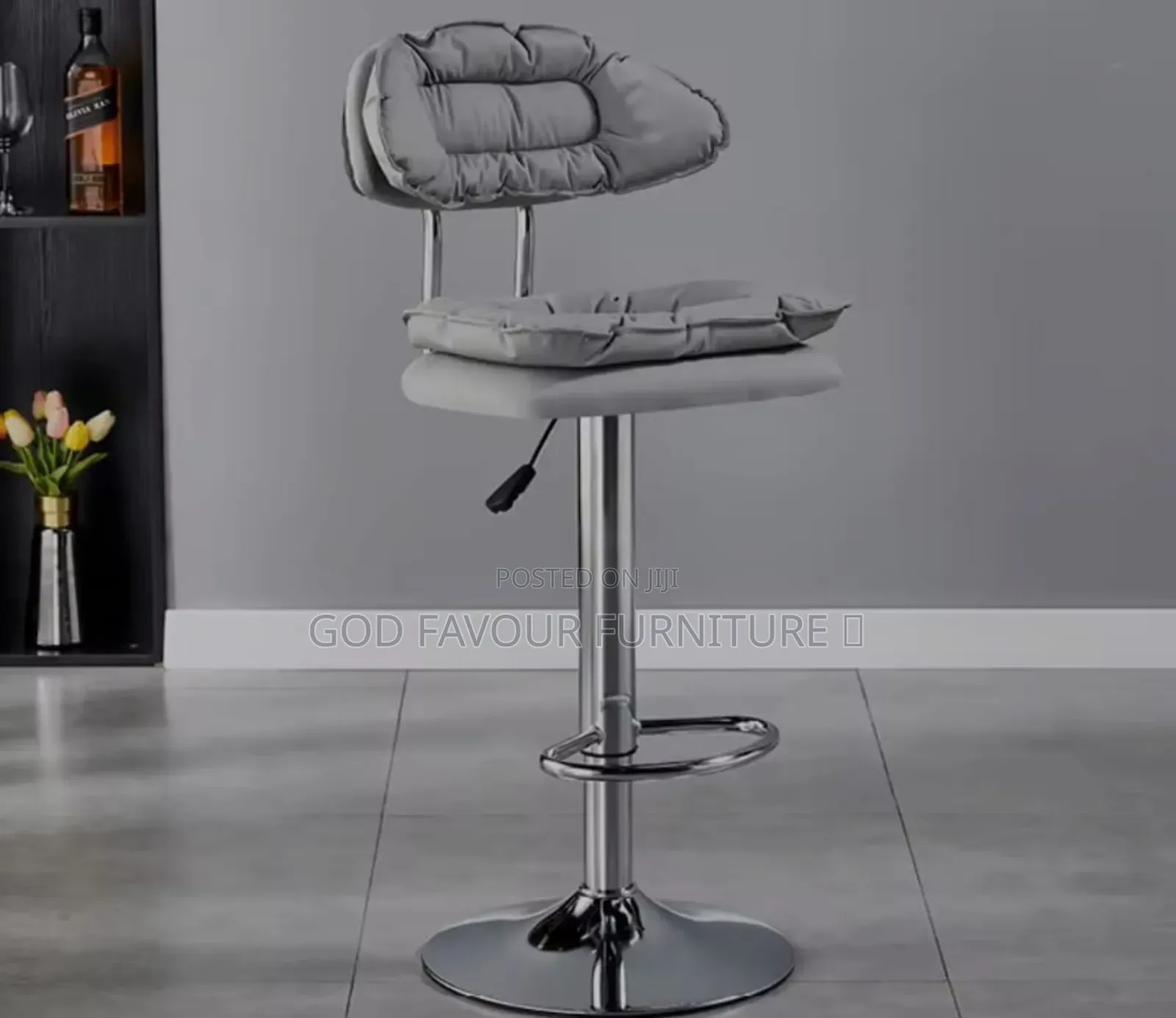 Adjustable Comfy Padded Counter Bar Stool With Metal Base T7