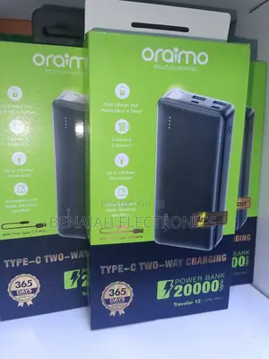 Oraimo Powerbank,20000 Mah, Durable Slim,365 Days Warrant