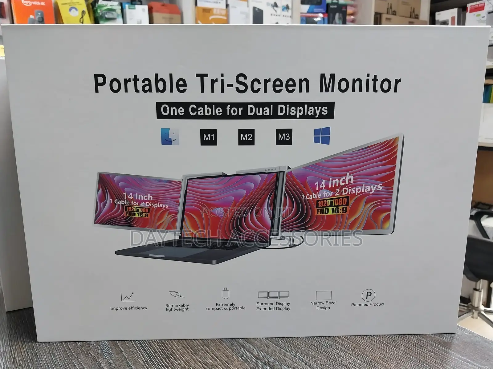 14 Inch Portable Triple Monitor for Laptop Screen Extender