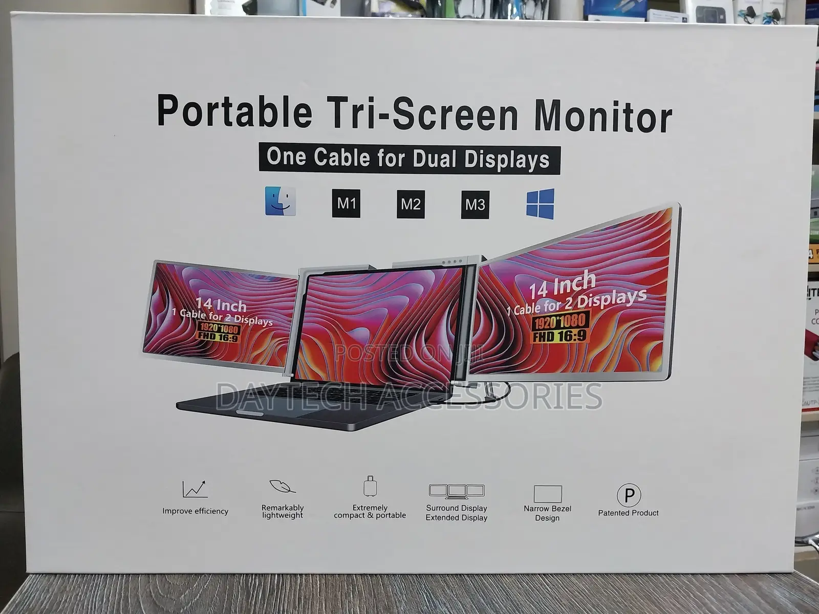 14" Laptop Screen Extender FHD Portable Tri-Screen Monitor
