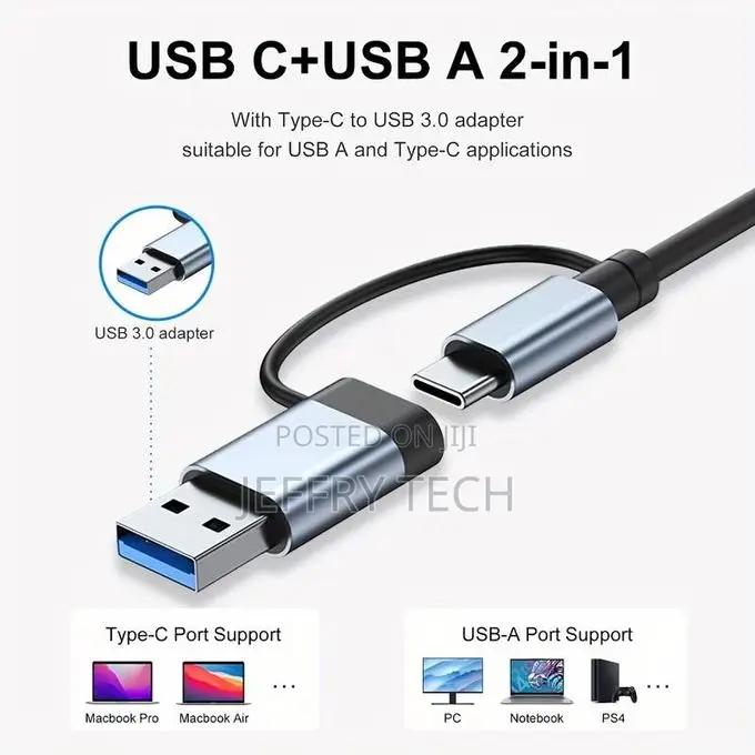 7 in 1 Usb 3.0 Hub, Type-C Splitter, Adapter, Dual Head Dock