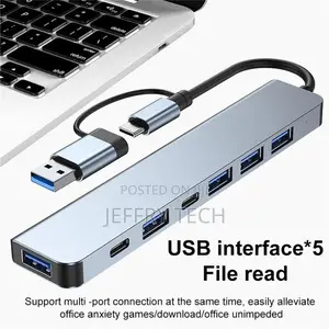 7 in 1 Usb 3.0 Hub, Type-C Splitter, Adapter, Dual Head Dock