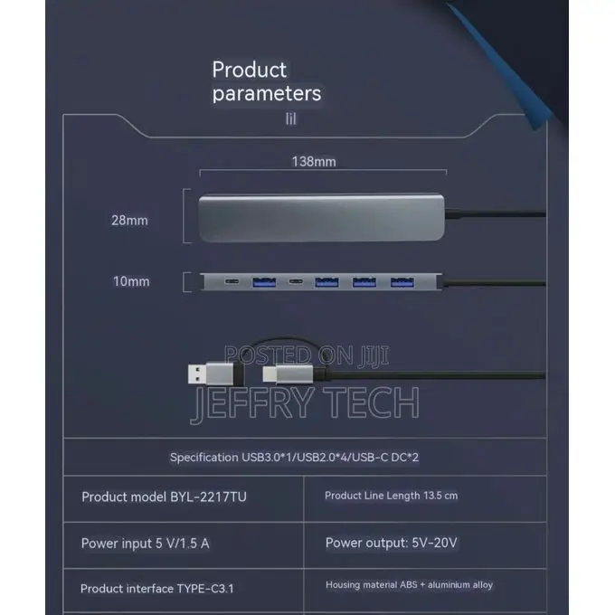 7 in 2 Usb Type-C Hubs 3.0 Computer