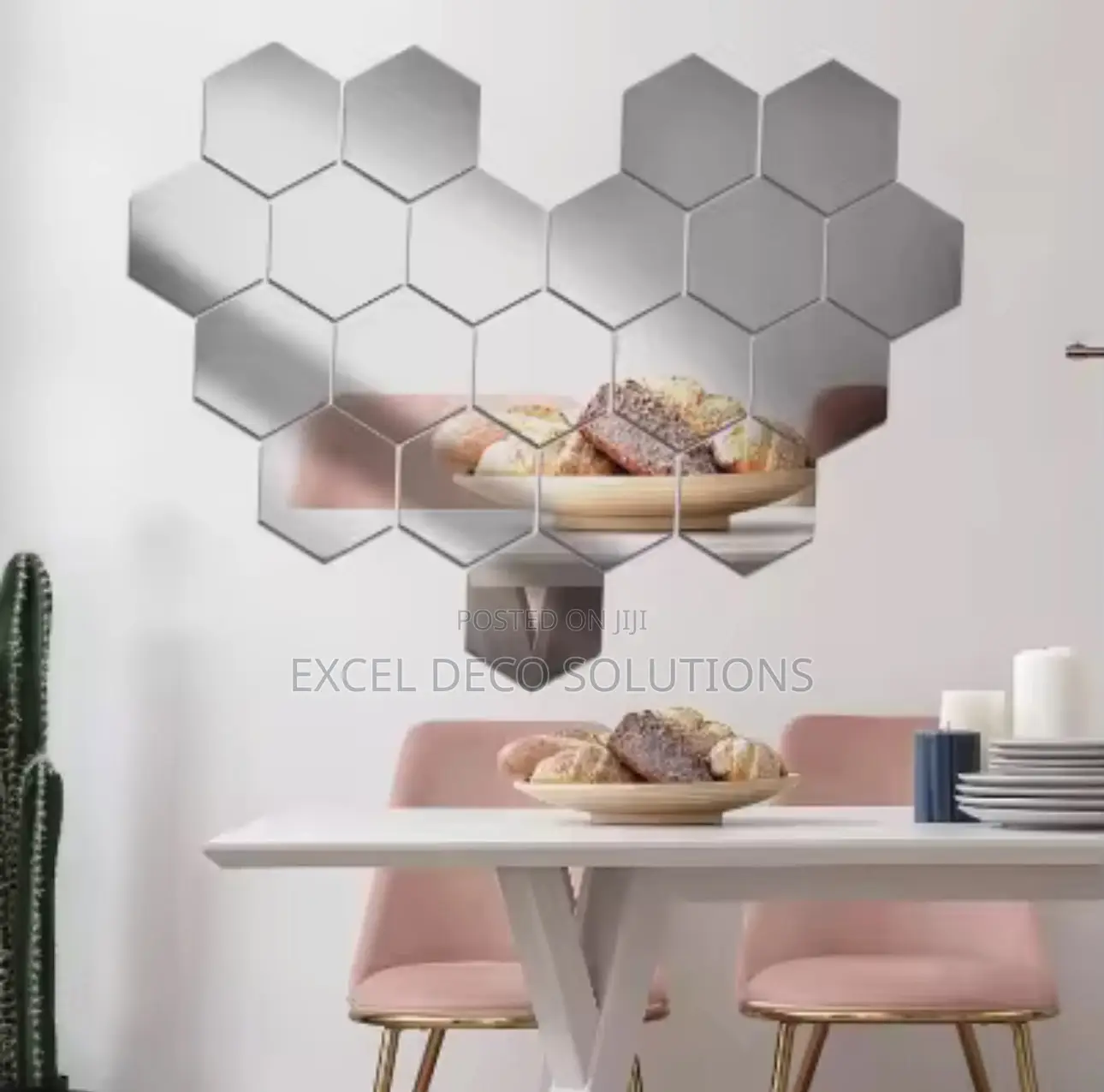 Hanging Leather Hexagon Mirror-12 Pcs Set
