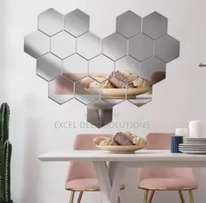 Hanging Leather Hexagon Mirror-12 Pcs Set