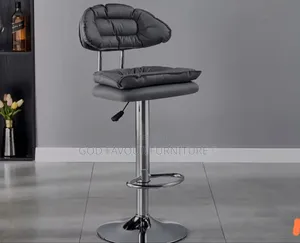 Gray Adjustable Height Counter Bar Stool With Metal Base Hw3