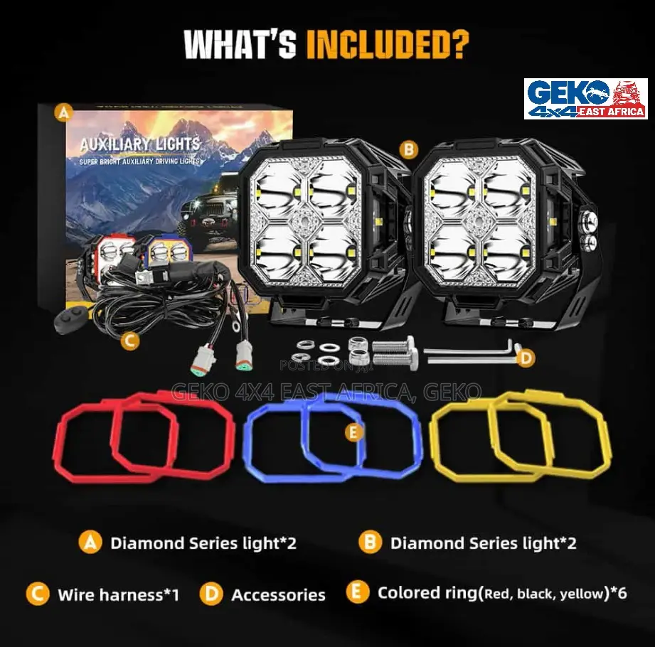 60w Cube Led Light With Drl, Side Shooter Amber Back Light