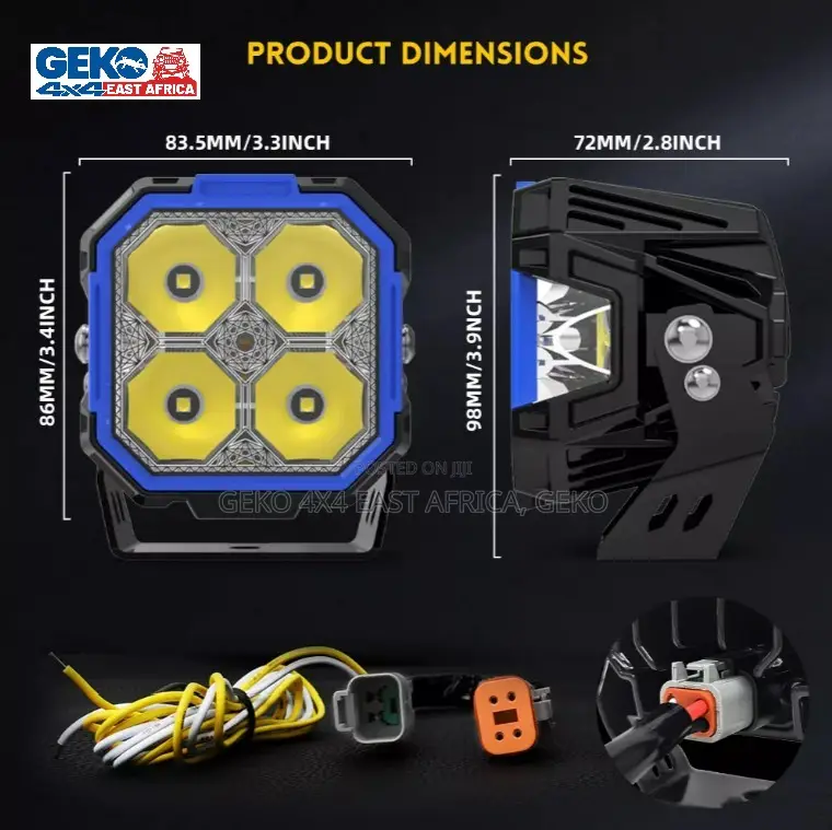 60w Cube Led Light With Drl, Side Shooter Amber Back Light