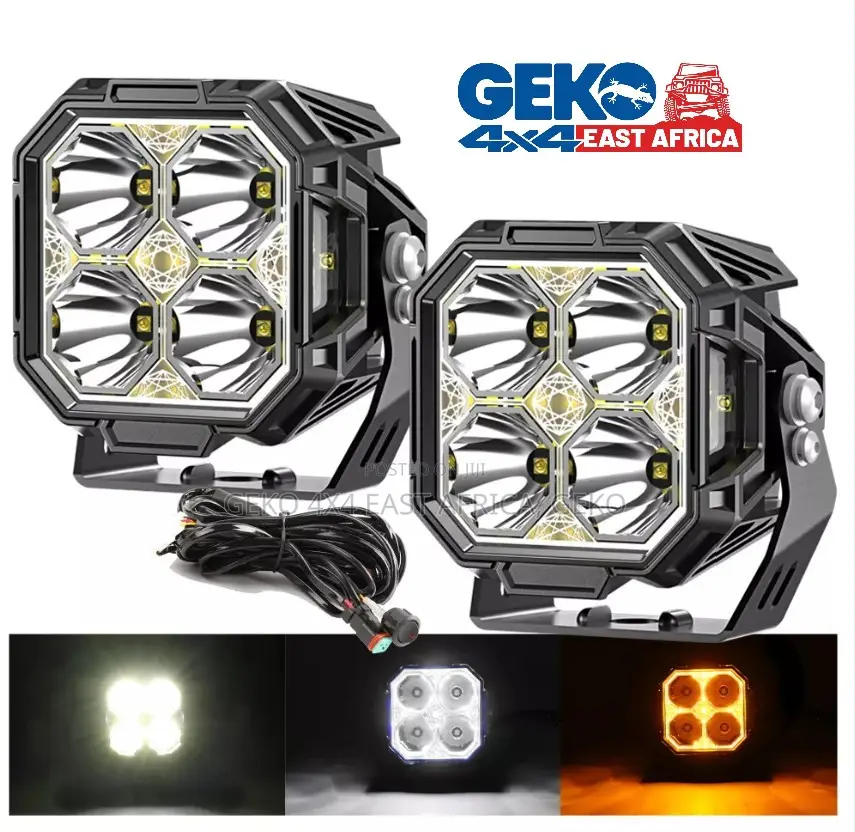 60w Cube Led Light With Drl, Side Shooter Amber Back Light