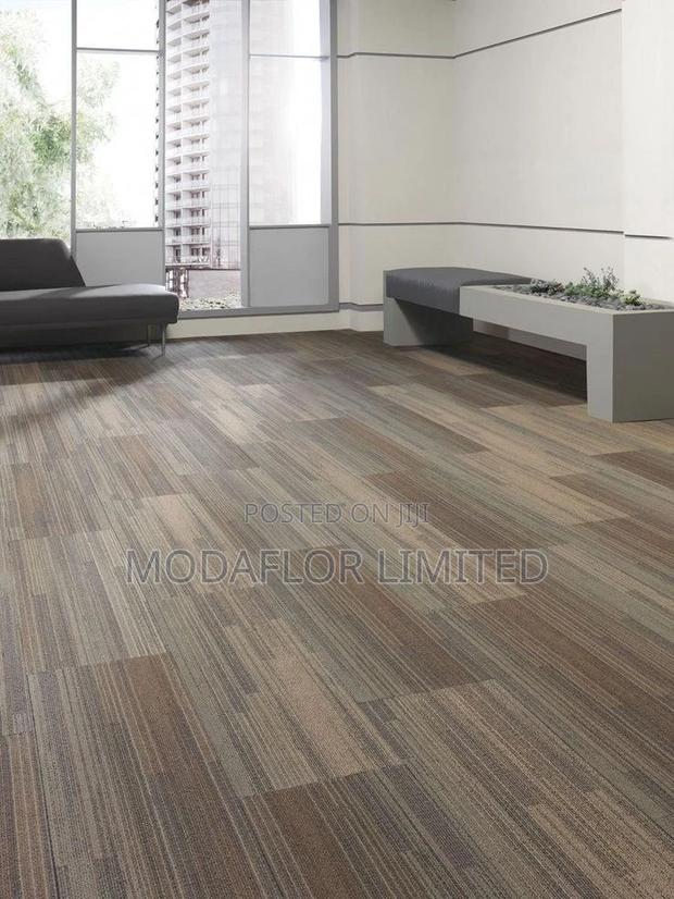 Custom Floor Look With Plank-Style Carpet Tiles