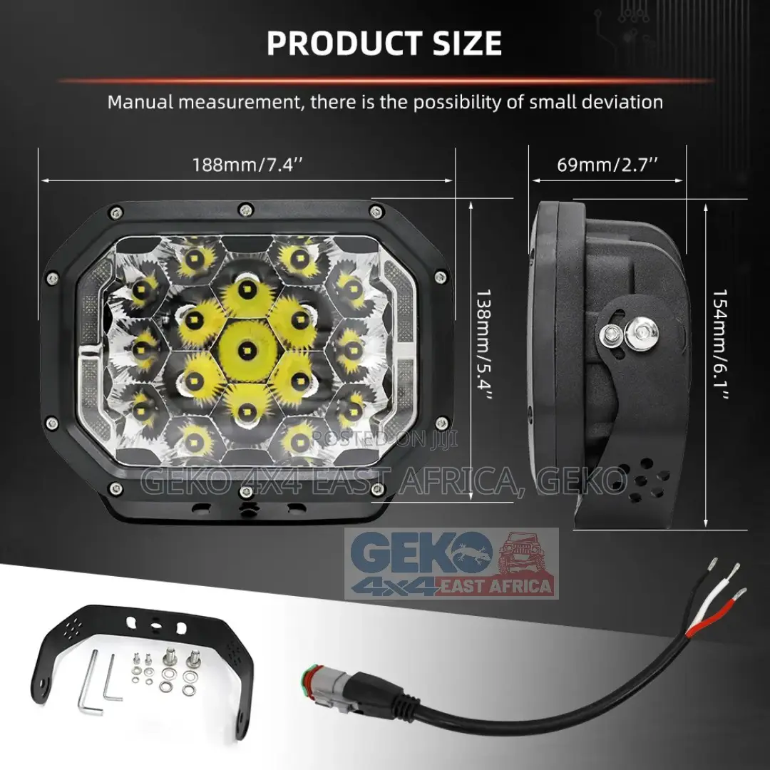 1 Pc Geko Ea 5x7" Rectangular Led Spot Lights With DRL