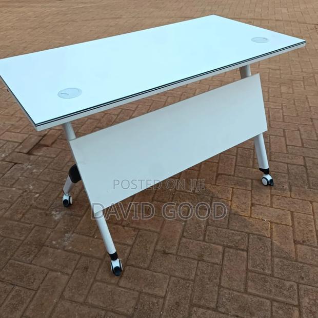 New Office Table in White Two Gromet - main view