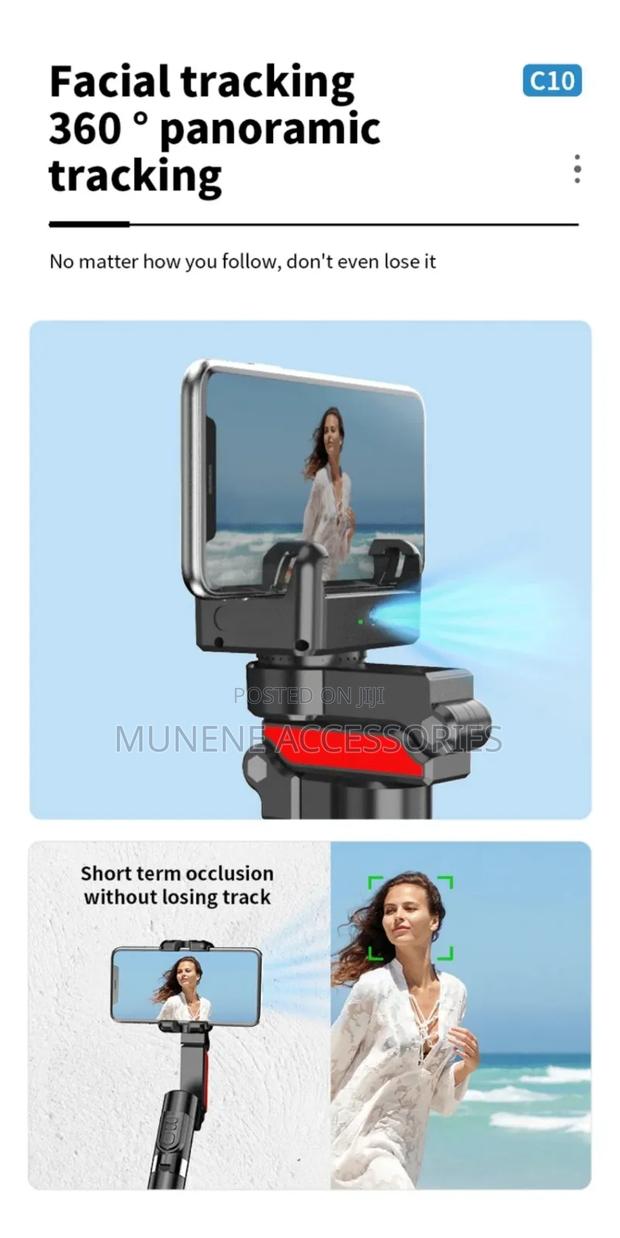 C10 Phone Stabilizer Gimbal Ai Face Tracking Selfie Stick - thumbnail 4