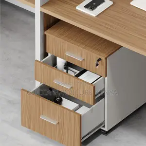 Workstations:2-Person Staff Brown Workstation Desk-Storage