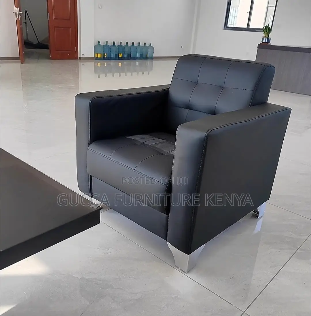 Office Sofa: New Five-Person Office Modular Black Sofa Set