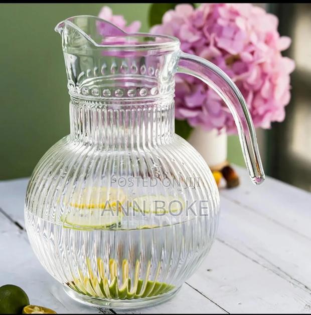 *Water/Juice Stripped Glass Jugs*. Material :