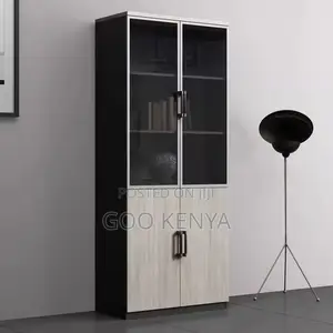 Office Cabinet ; 2-Door Glass Wooden Storage Office Cabinet