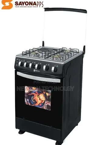 Black Sayona 3+1 Plate Standing Cooker With Gas Oven