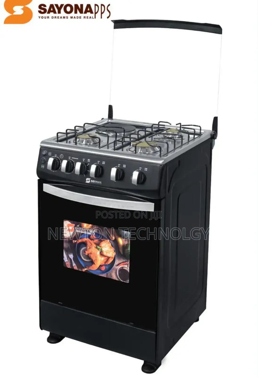 Black Sayona 3gas+1 Electric Cooker With Electric Oven