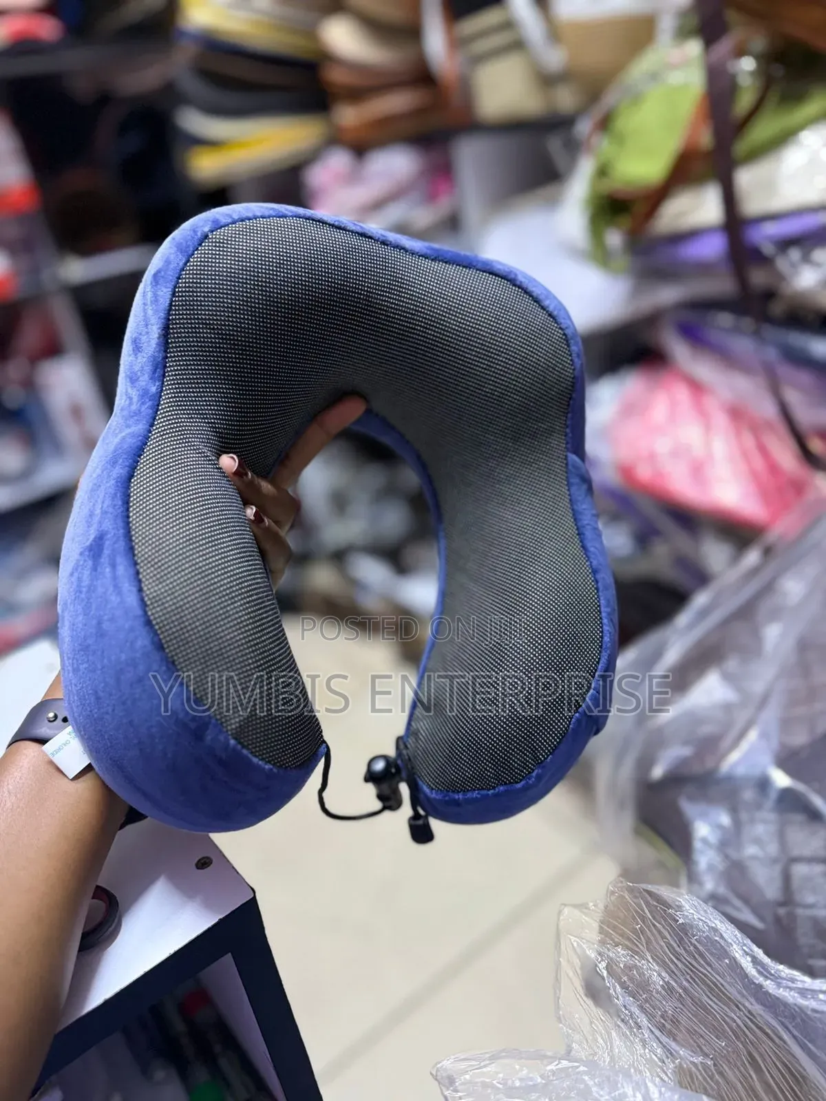 Blue/Grey Micro Fibre Travel Neck Pillows