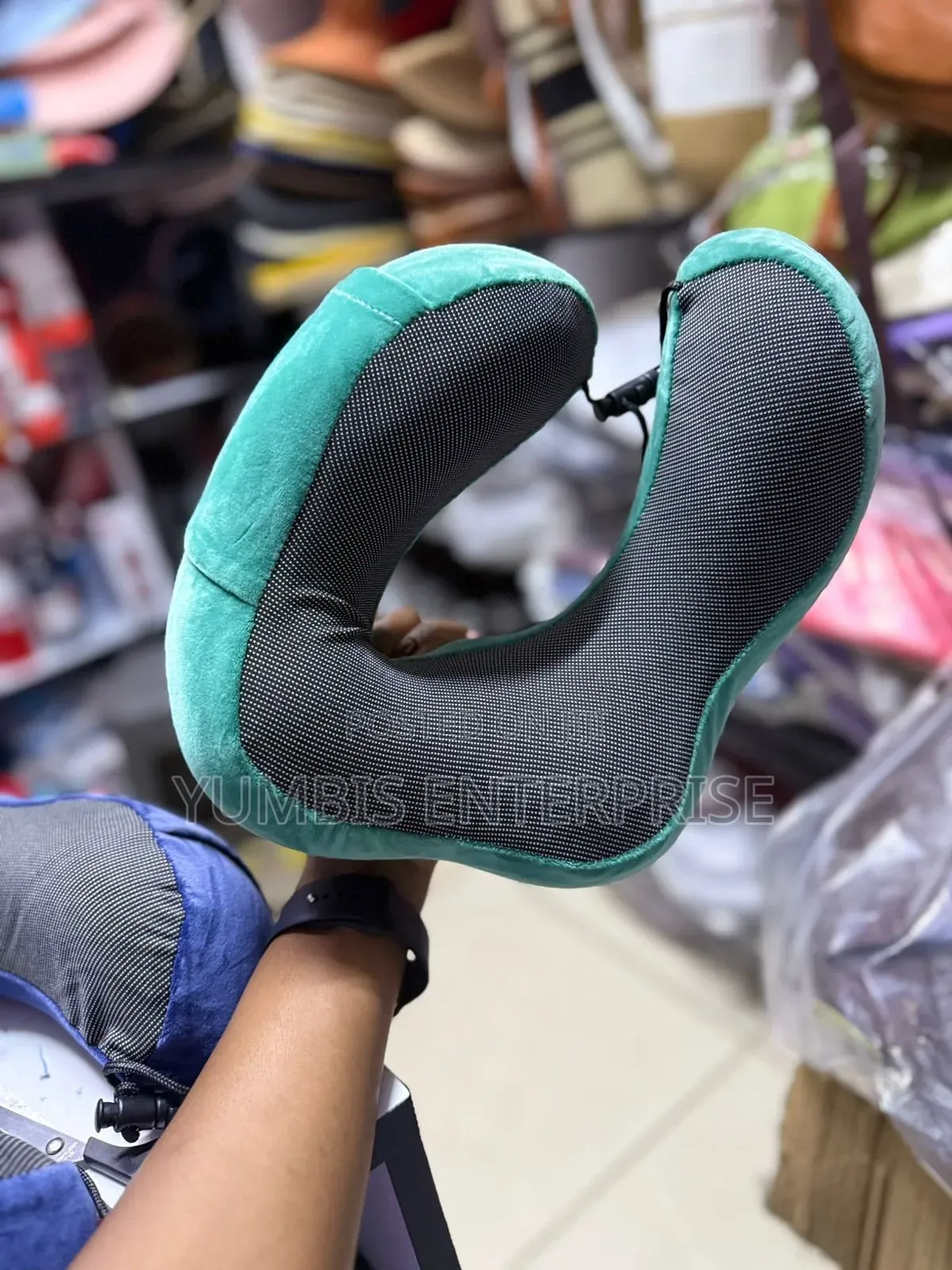 Greeb/Grey Microfiber Comfortable Neck Travelling Pillows