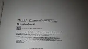 New Laptop Apple MacBook Air 16GB Apple M4 SSD 256GB