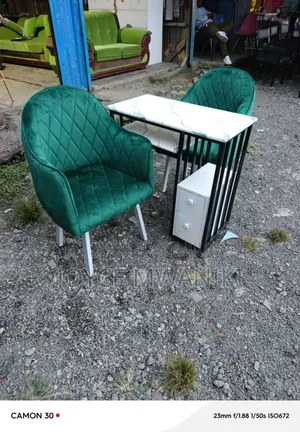 Manicure Set, Marble Table, Green Seats
