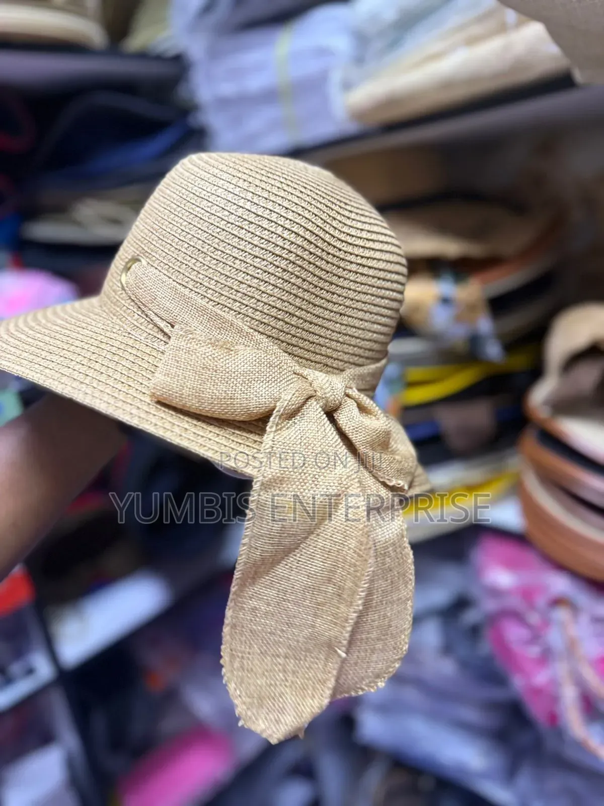 Beige Women's Beach/Hot Summer Hats With a Bow