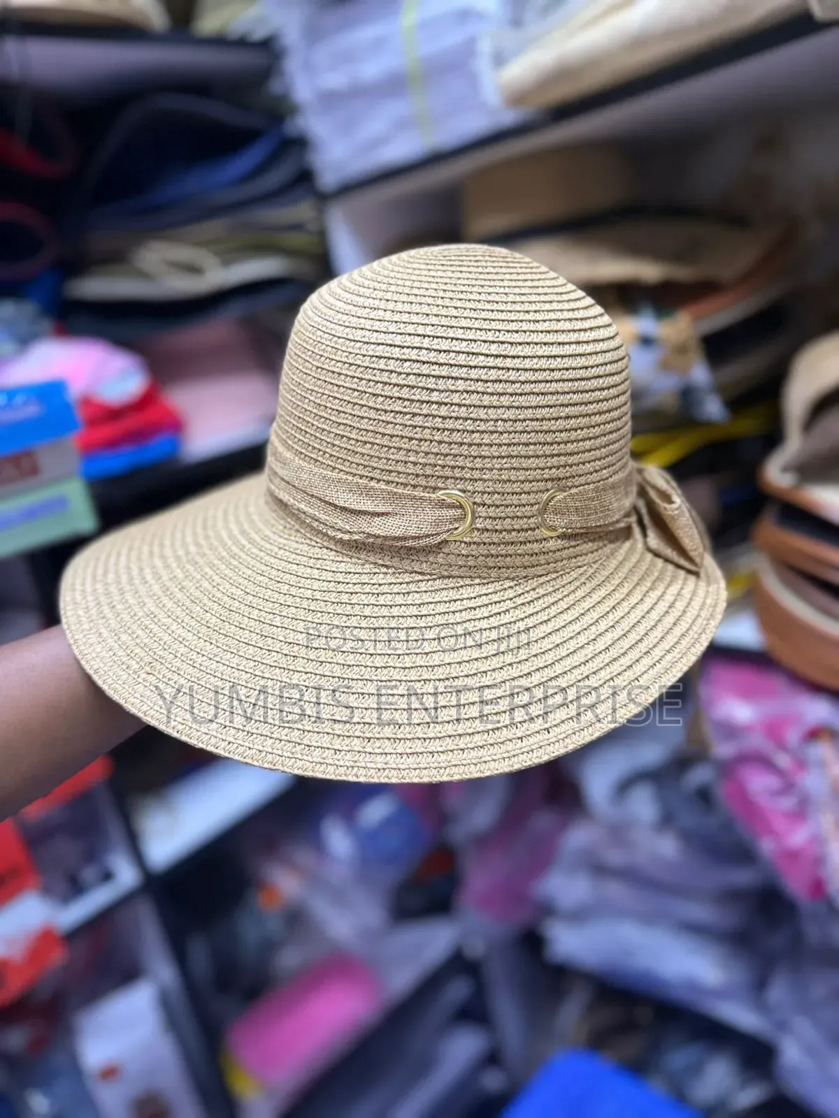 Beige Women's Beach/Hot Summer Hats With a Bow