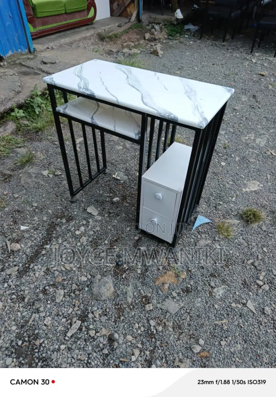 Marble Nail Table, Black and White