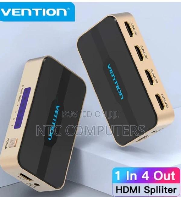 Vention 1 in 4 Out Hdmi Splitter at 30hz Gold Aluminum