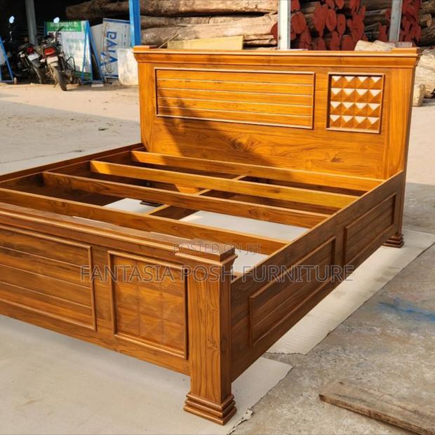 Solid Wood Panel Bed-(Mahogany) 6×6 - main view