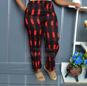 Classy Checked Red Beach Wear Pants