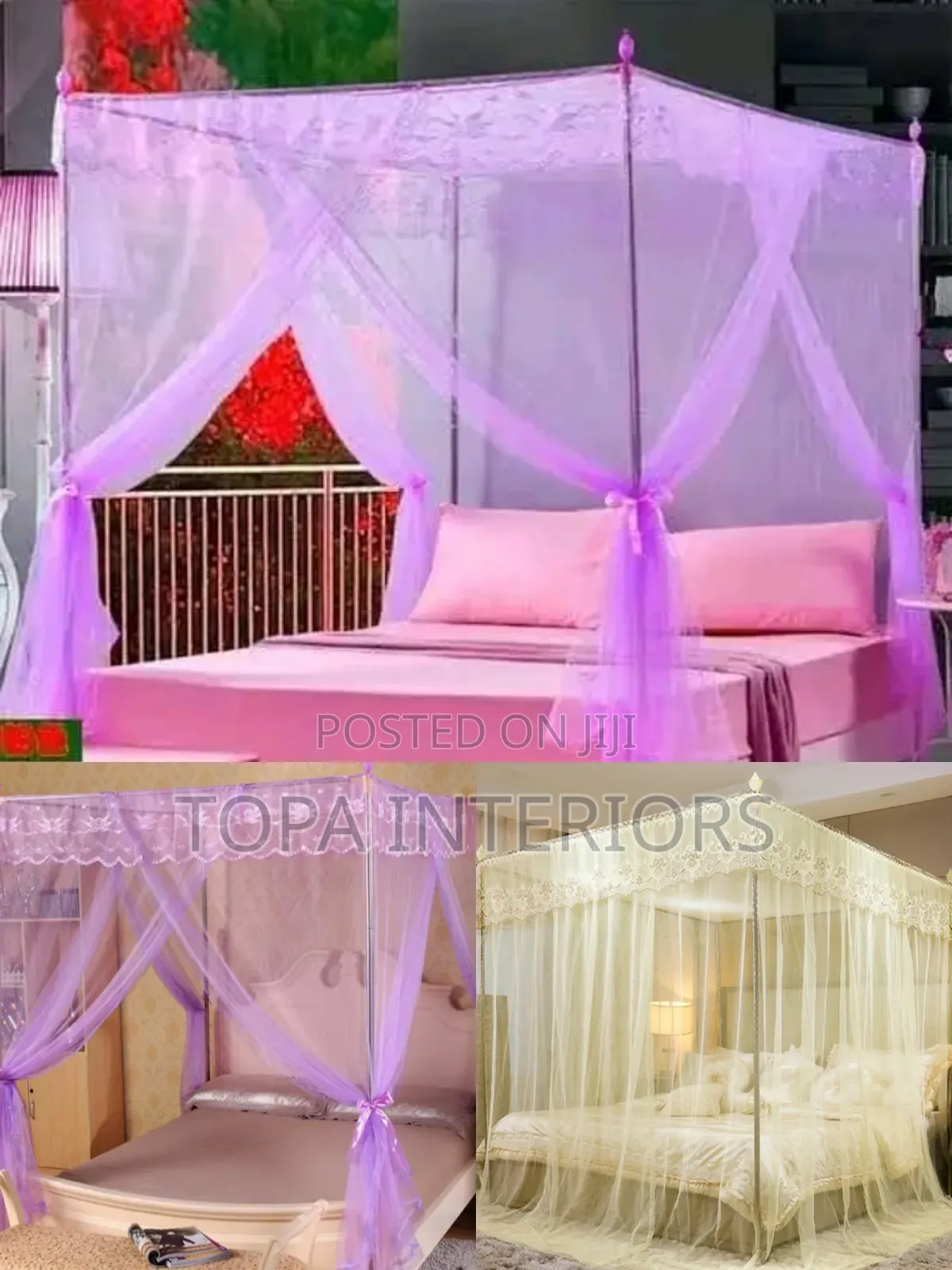 Airy New Four Stand Bedroom Mosquito Nets for All Bed Sizes