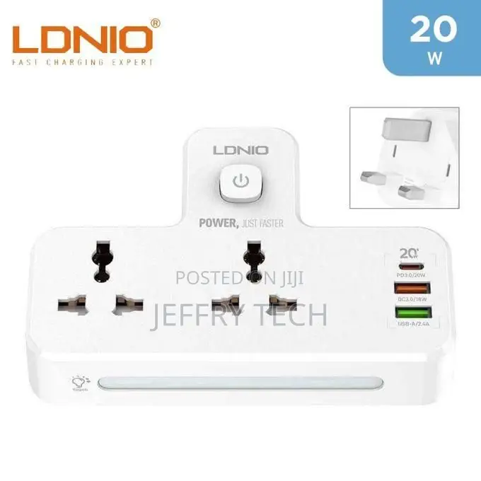 Ldnio 2 Way Socket/2usb/Type-C Outlet