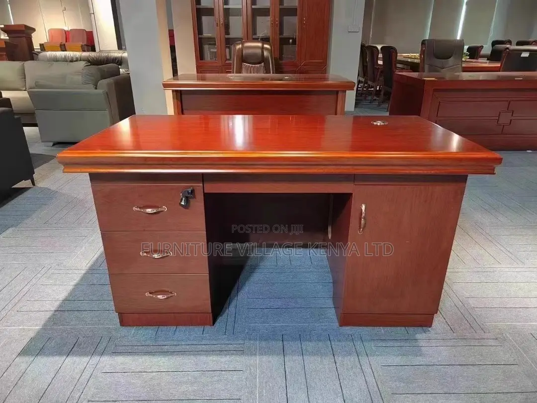 Office Desk:1.4 Meters Executive Modern Red Mahogany Table